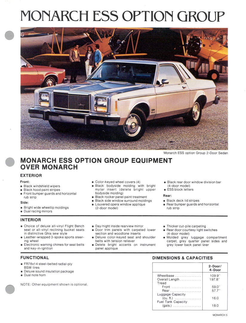 1980 Mercury Monarch Fact Book Page 7